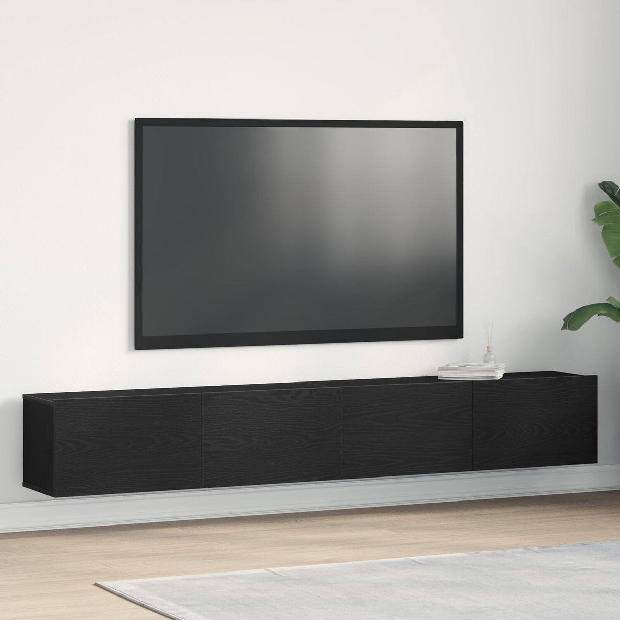 Tv Cabinets 2 Pcs Black Oak 100X30X30 Cm Engineered Wood