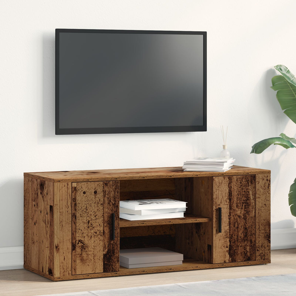 Tv Cabinet Old Wood 100X35X40 Cm Engineered Wood