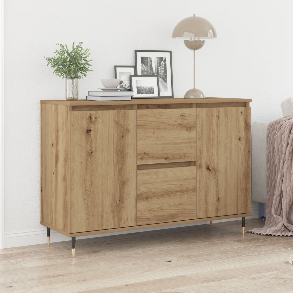 Sideboard With Doors & Drawers Artisan Oak 101,5X35X70 Cm