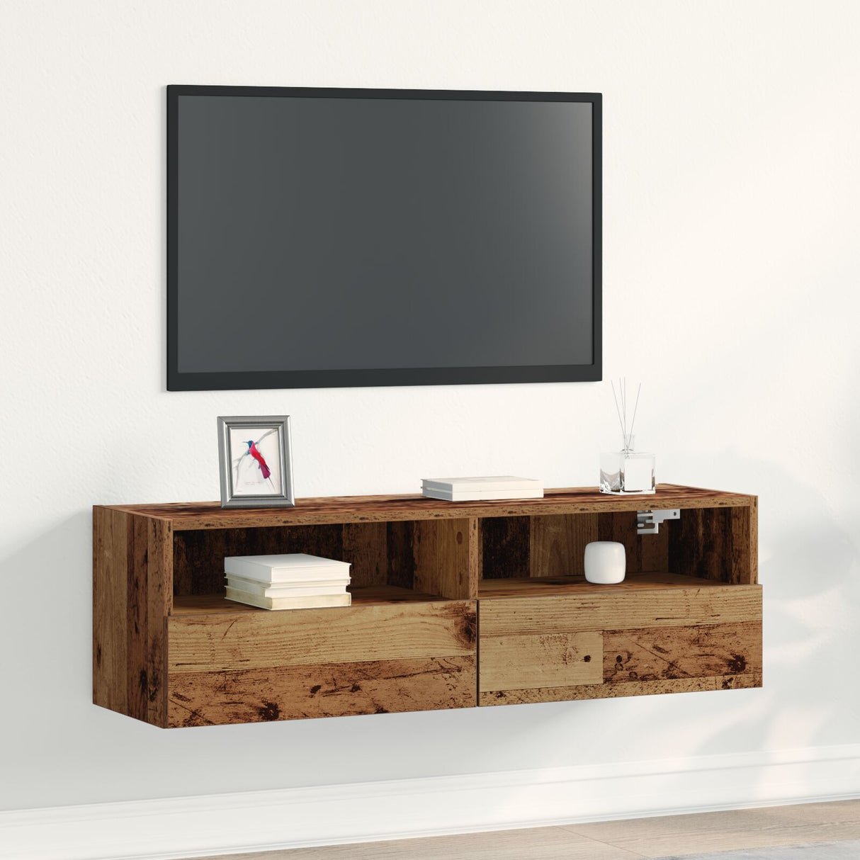 Tv Wall Cabinet Old Wood 100X30X30 Cm Engineered Wood