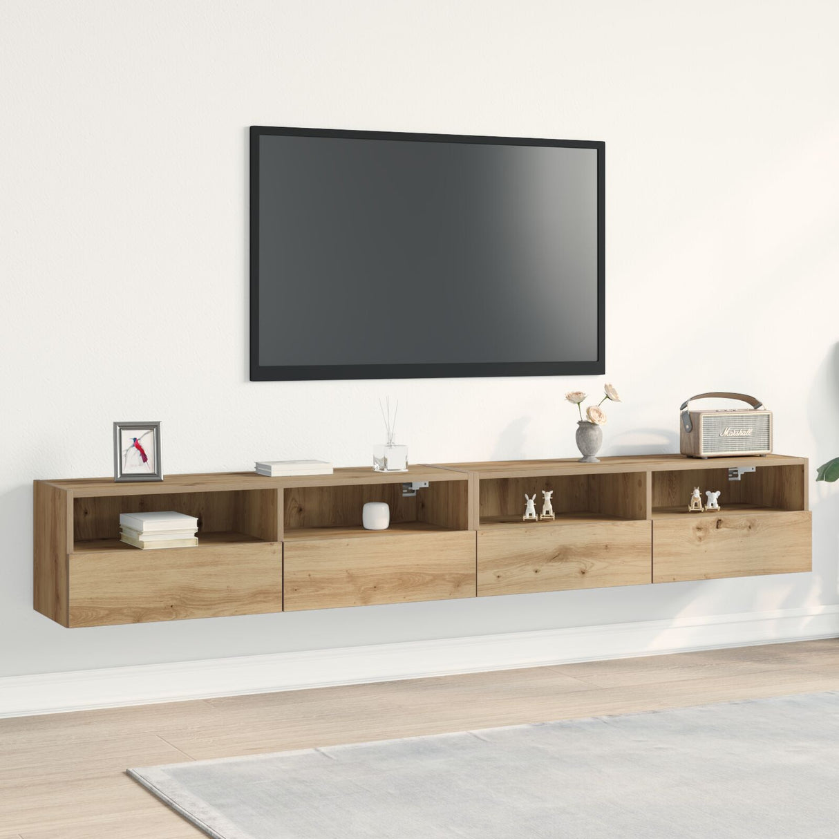 Tv Wall Cabinets 2 Pcs Artisan Oak 100X30X30 Cm Engineered Wood