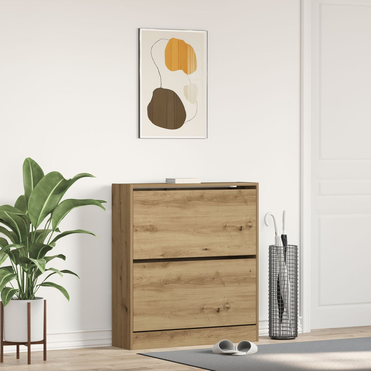 Shoe Cabinet With Flip Drawer Smoked Oak 80X21X87,5 Cm