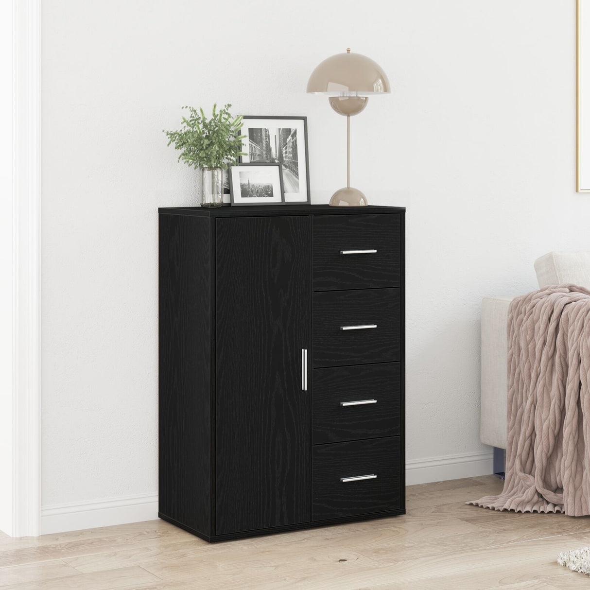 Sideboard Black Oak 60X31X84 Cm Engineered Wood