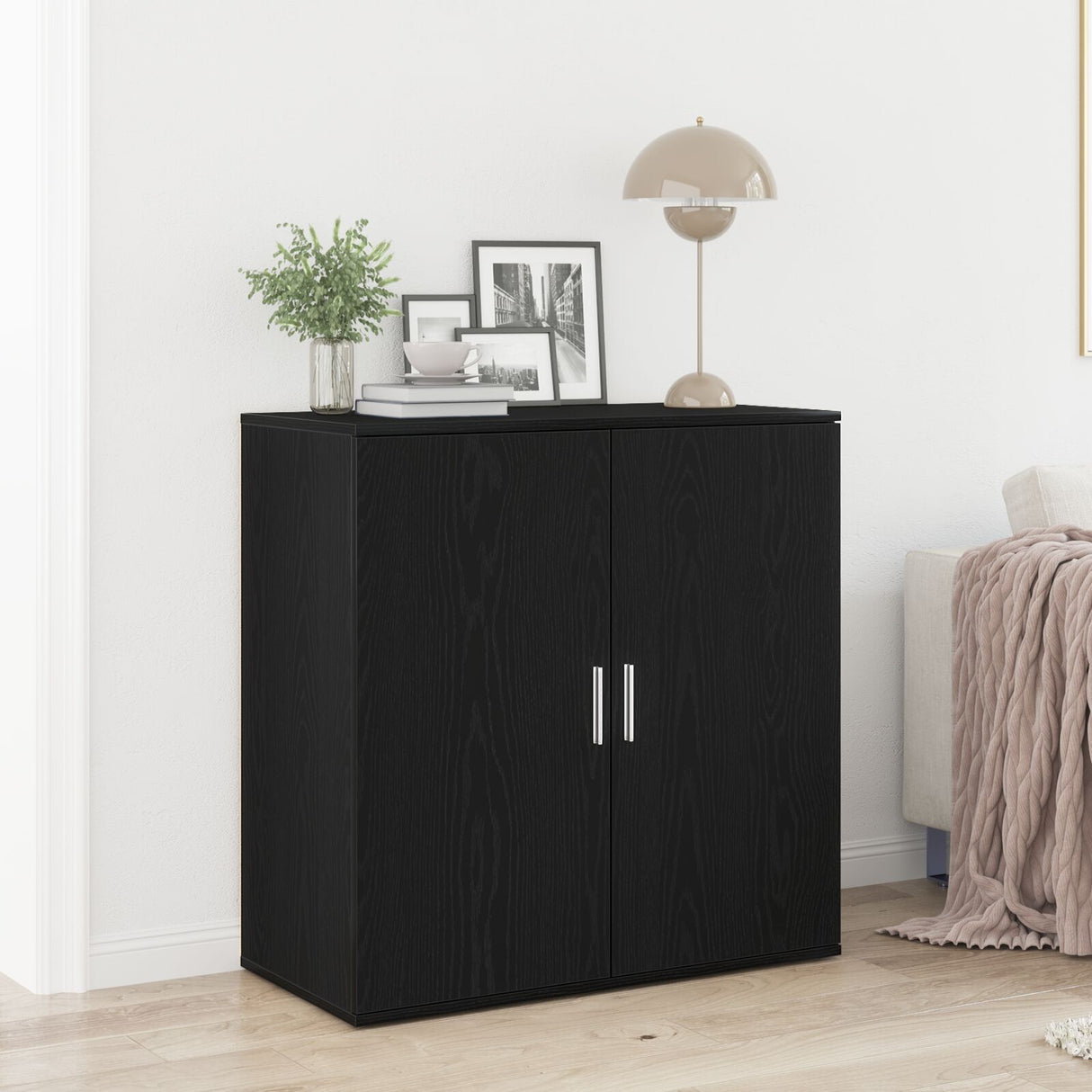 Sideboard Black Oak 79X38X80 Cm Engineered Wood