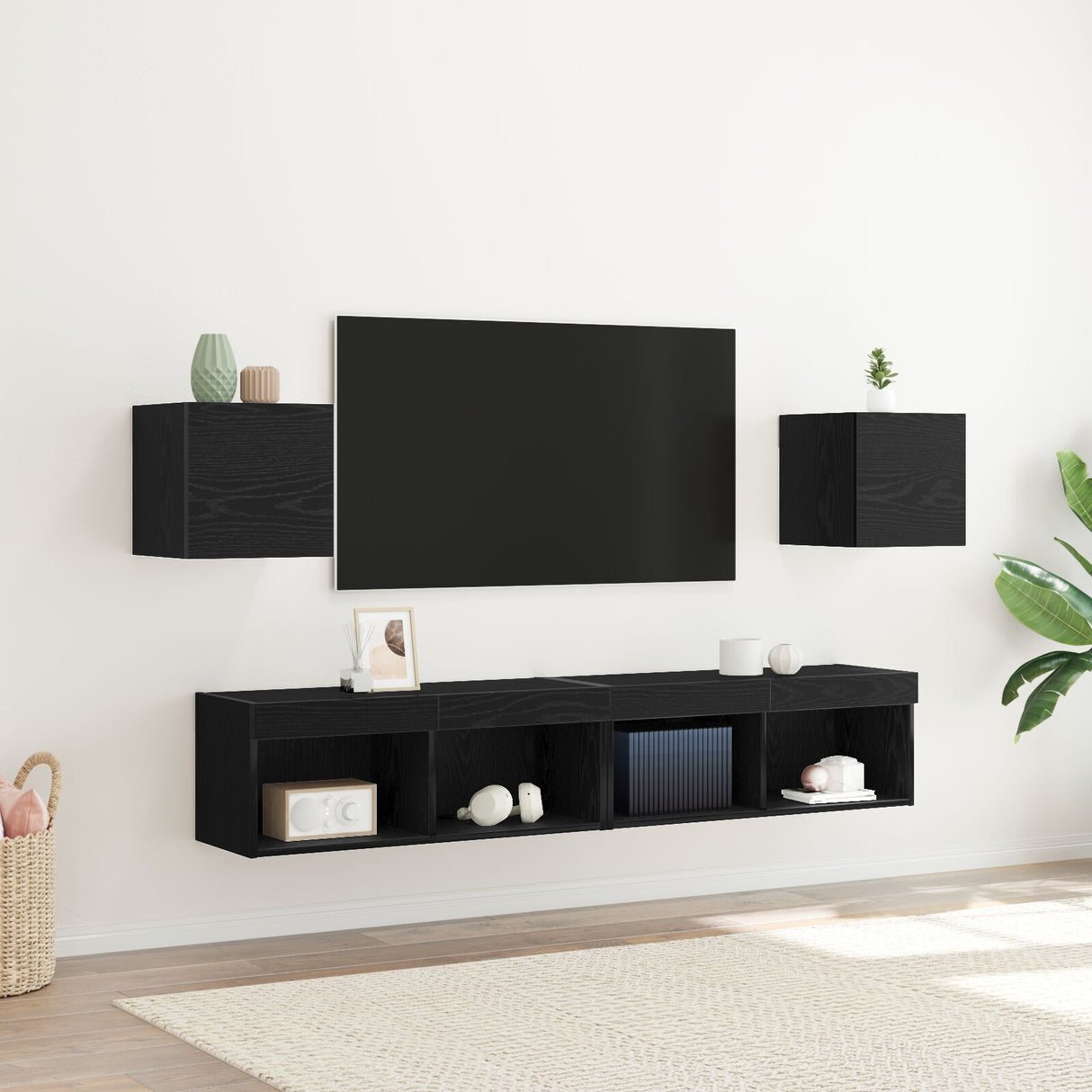 Wall Mounted Tv Cabinets 2 Pcs Black Oak 30.5X30X30 Cm