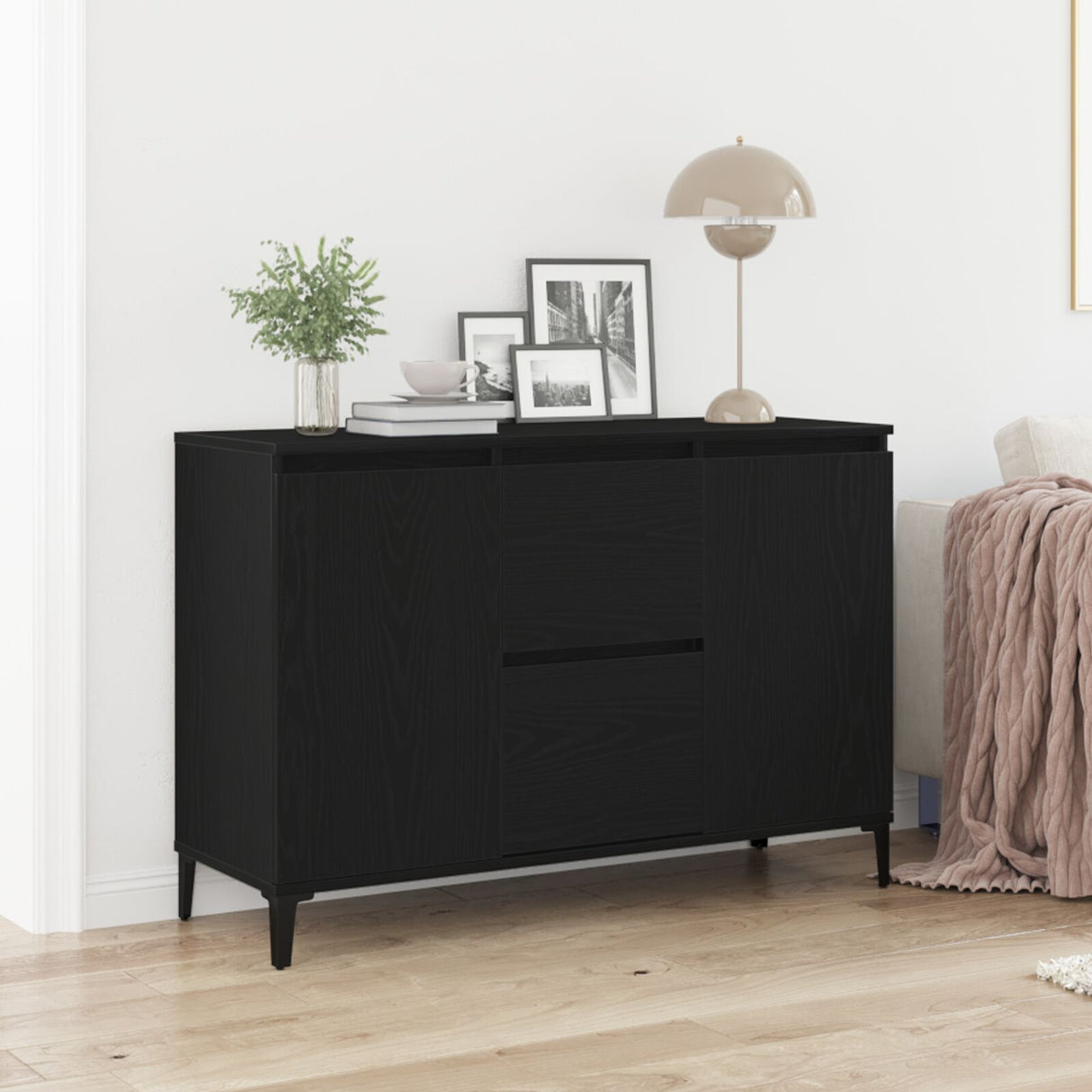 Black Oak Sideboard - 104X35X70 Cm, Made From Engineered Wood