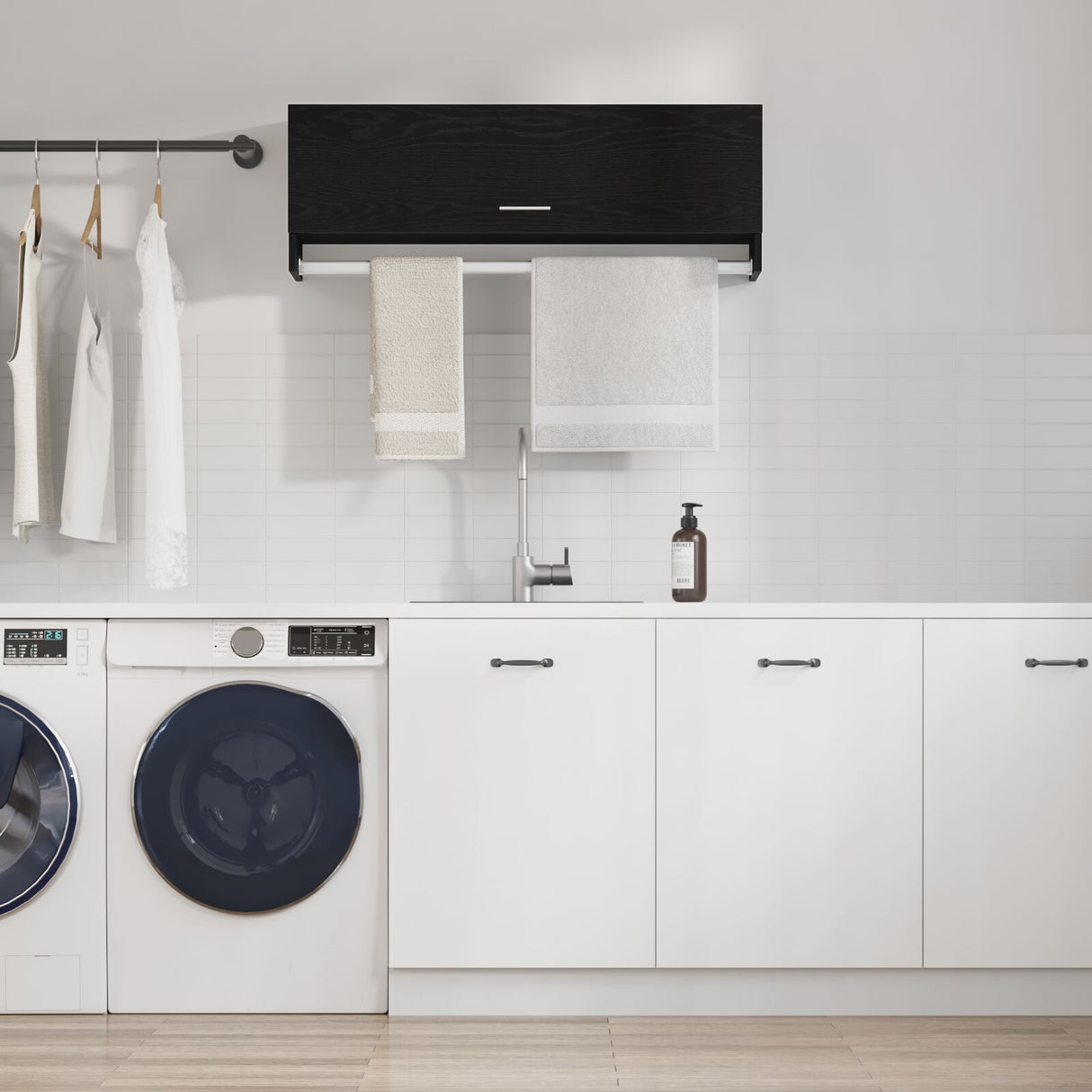 Black Oak Wardrobe - 100X32.5X35 Cm, Made From Engineered Wood