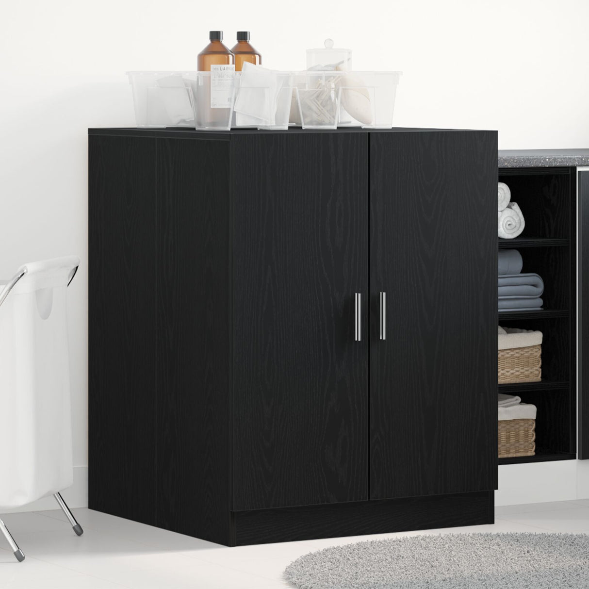 Washing Machine Cabinet - Black Oak - 70.5X71.5X91.5 Cm - Made Of Engineered Wood