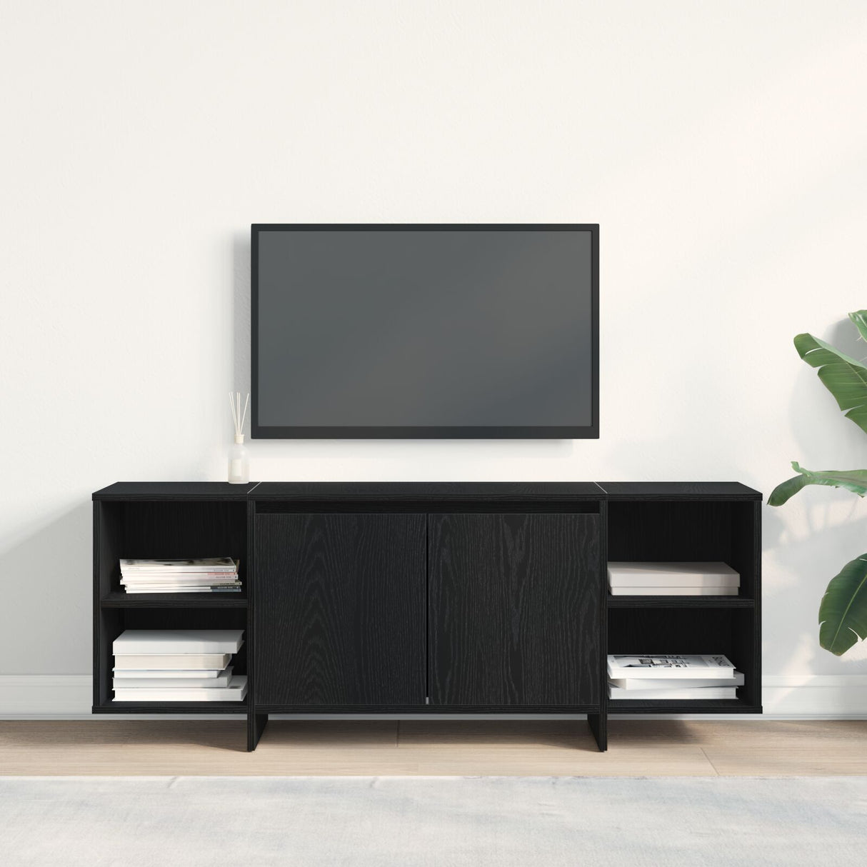 Tv Stand - Black Oak - 120X30X40.5 Cm - Made Of Engineered Wood