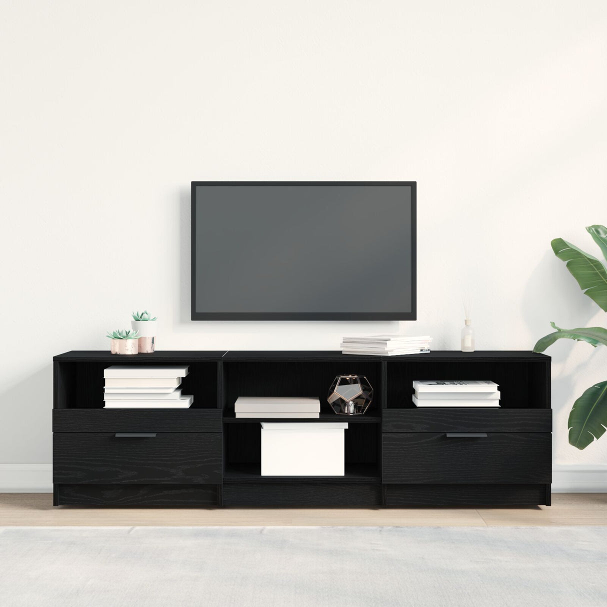 Tv Cabinet Black Oak 150X33,5X45 Cm Engineered Wood