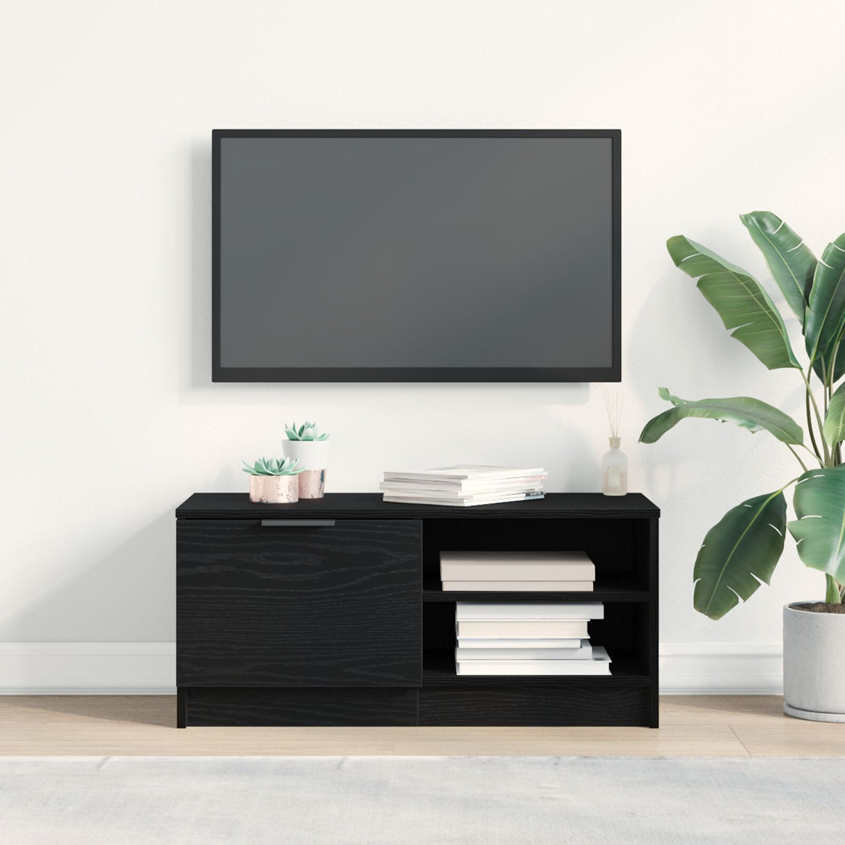 Tv Cabinet Black Oak 80X35X36,5 Cm Engineered Wood