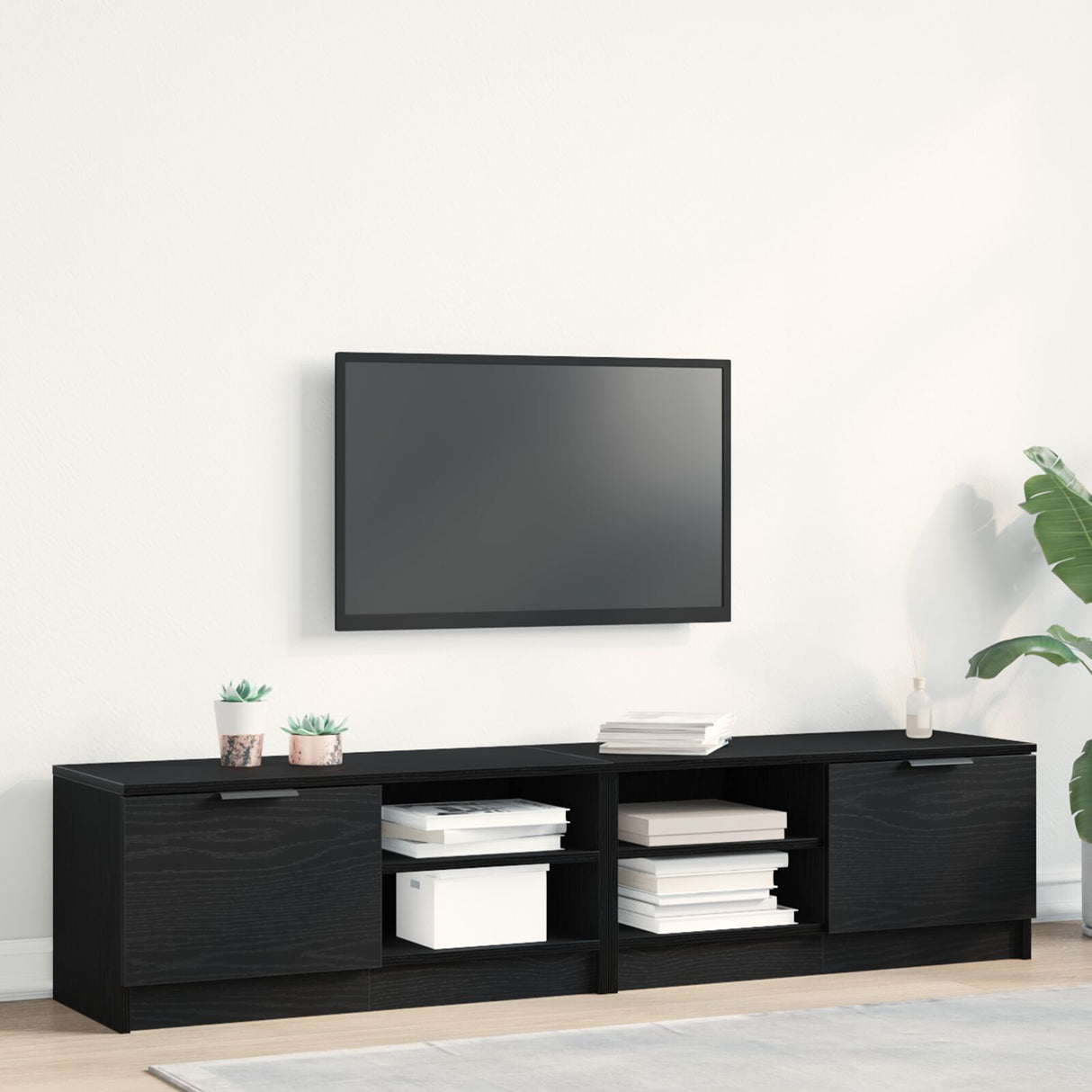 Tv Cabinet 2 Pcs Black Oak 80X35X36,5 Cm Engineered Wood