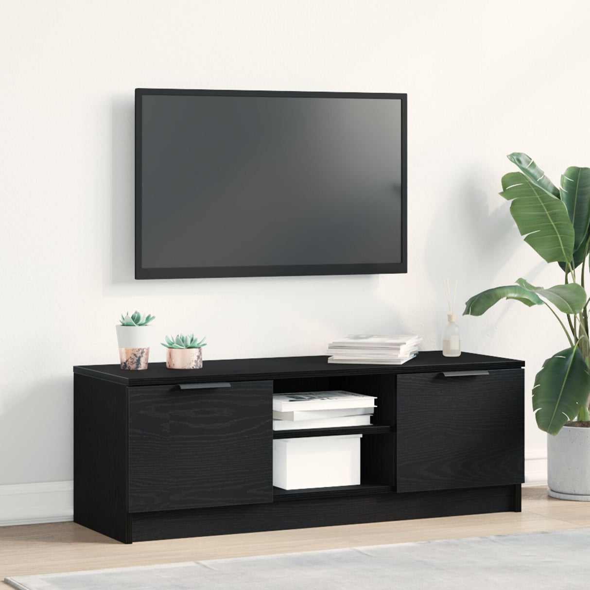 Tv Cabinet Black Oak 102X35X36,5 Cm Engineered Wood