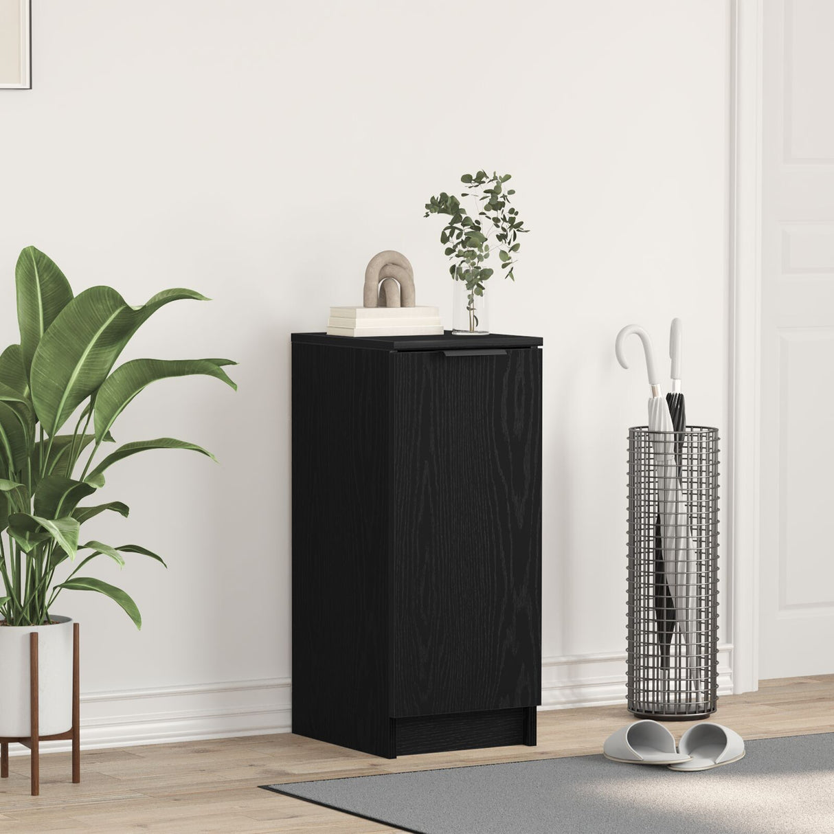 Shoe Cabinet Black Oak 30X35X70 Cm Engineered Wood