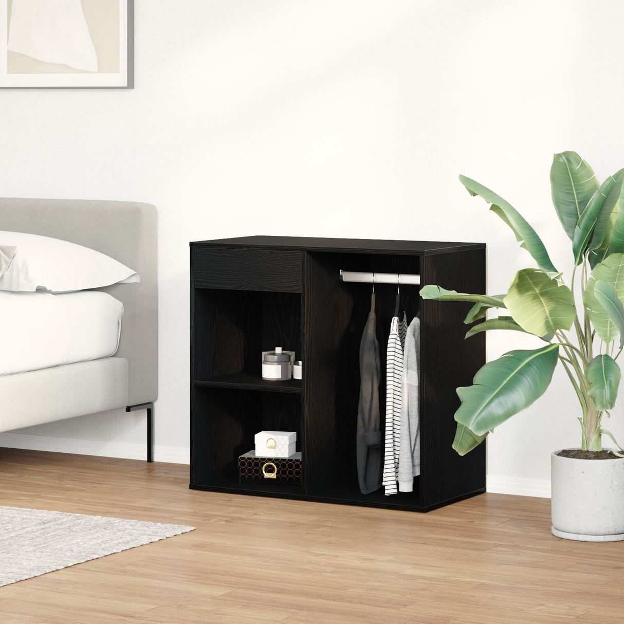 Black Oak Cosmetic Cabinet 80X40X75 Cm Made From Engineered Wood