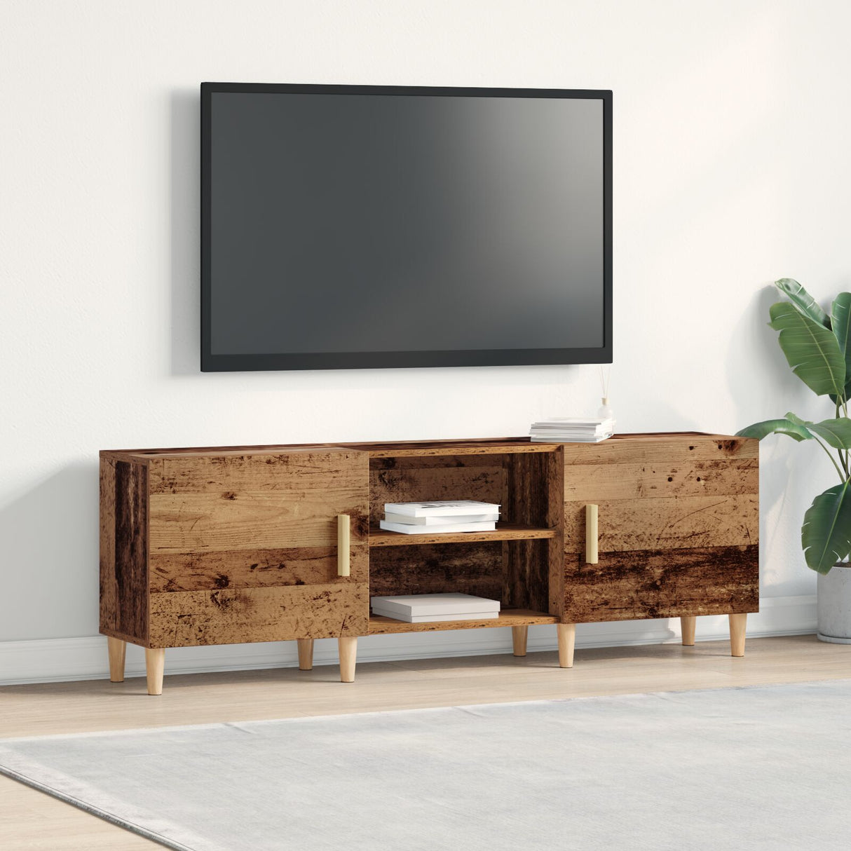 Tv Cabinet Old Wood 150X30X50 Cm Engineered Wood