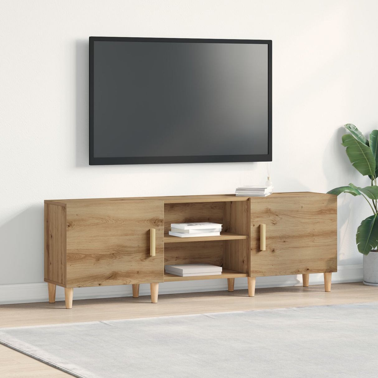 Tv Stand In Artisan Oak - 150X30X50 Cm - Made Of Engineered Wood