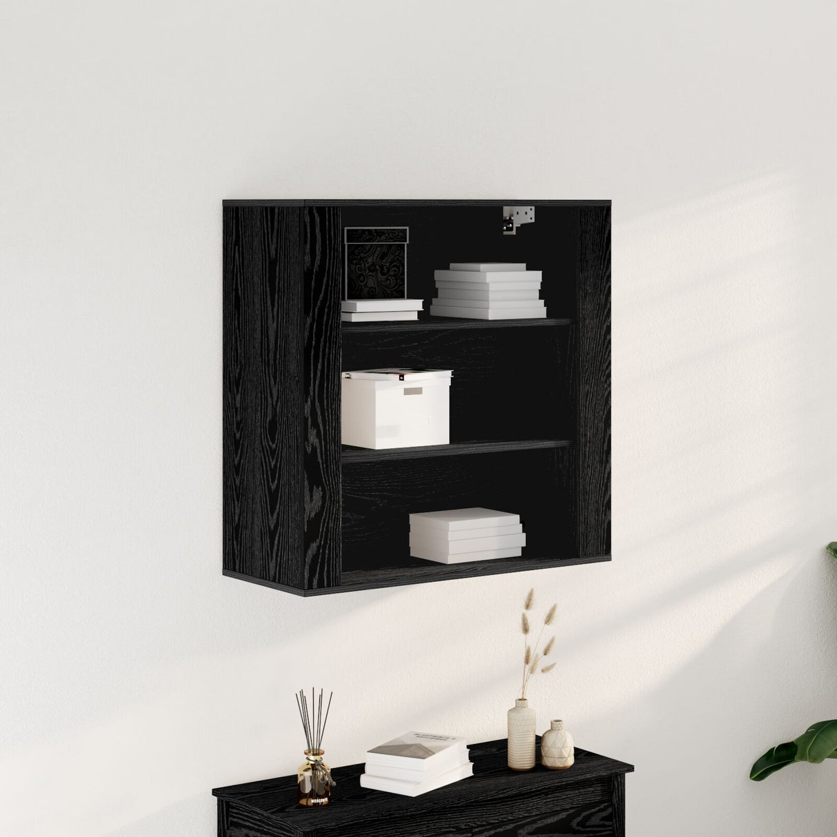 Wall Cabinet Black Oak 80X33X80 Cm Engineered Wood