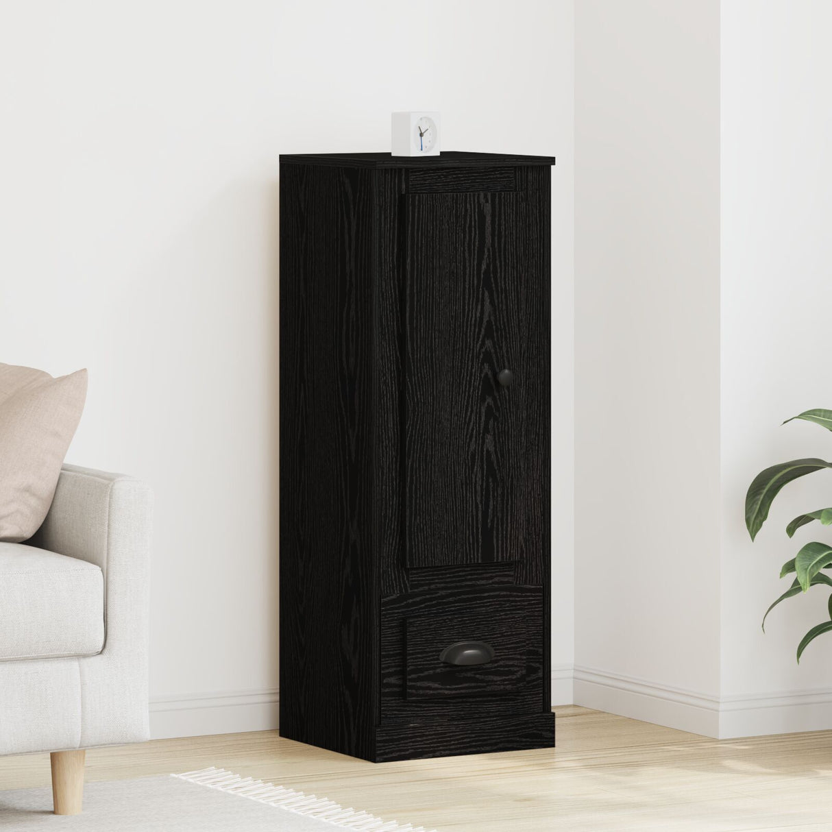 Highboard Black Oak 36X35,5X103,5 Cm Engineered Wood