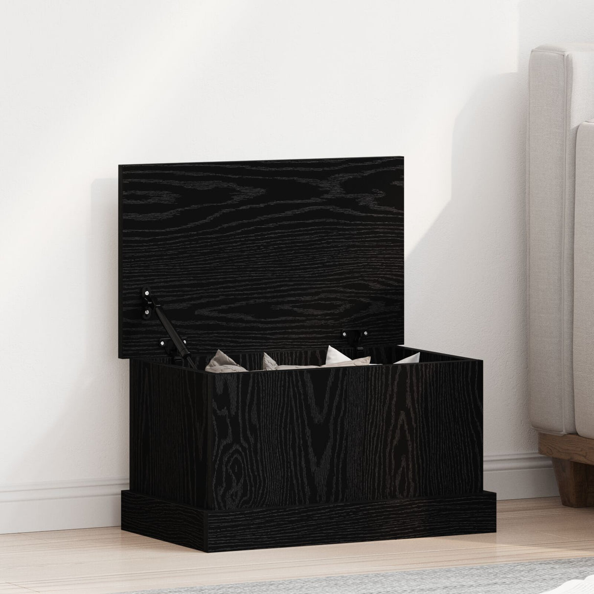 Storage Box Black Oak 50X30X28 Cm Engineered Wood