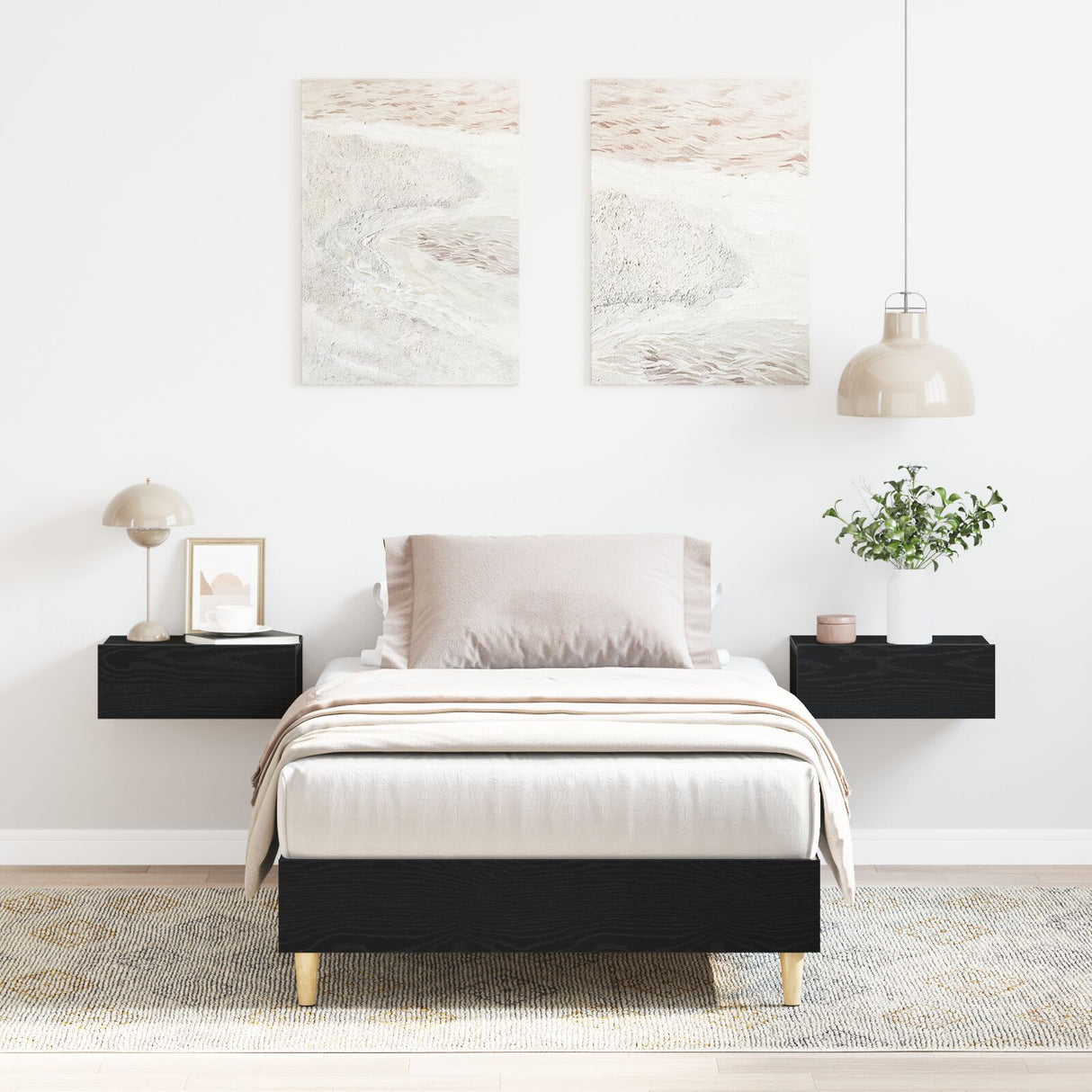 Bed Frame 90X190 Cm Black Oak Engineered Wood