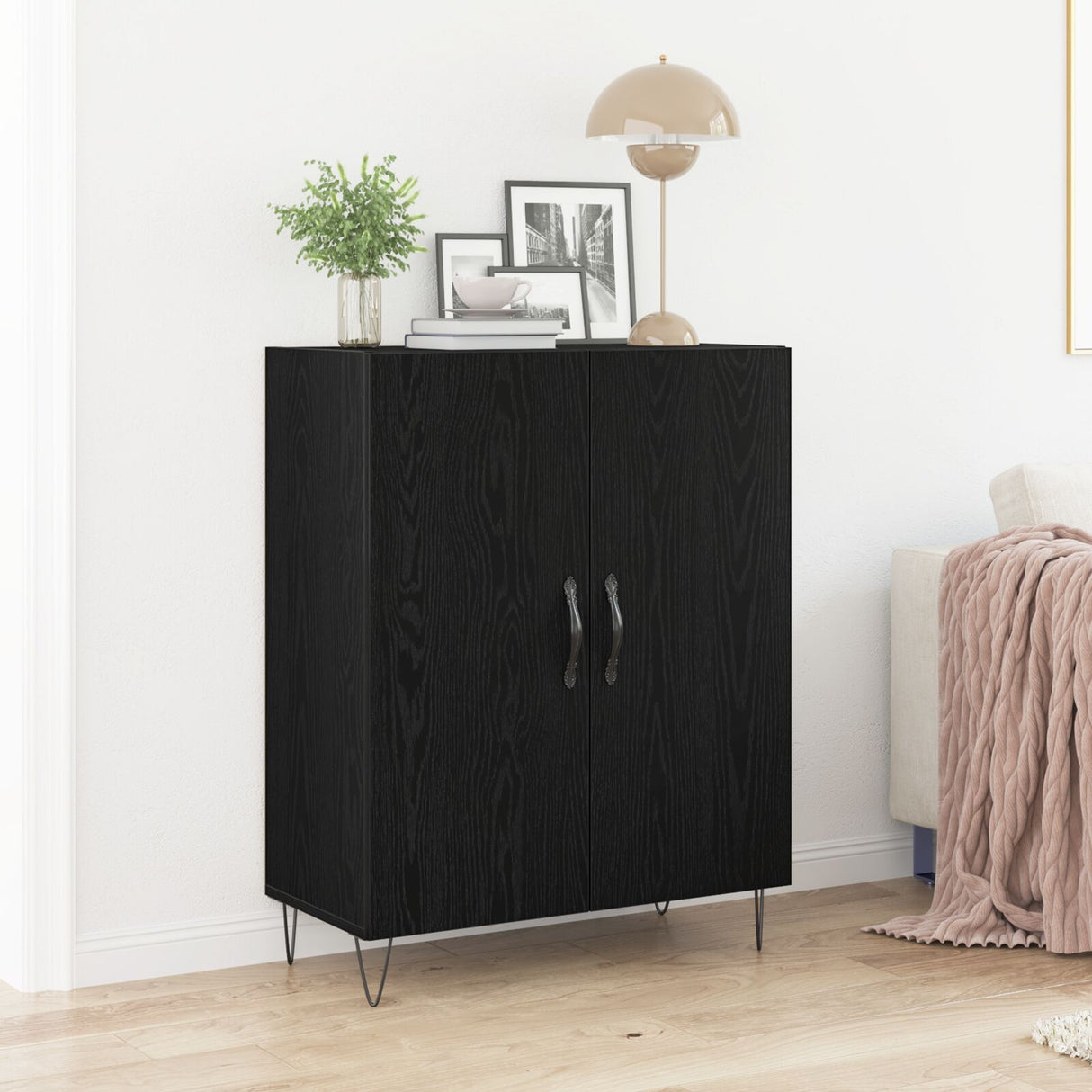Sideboard Black Oak 69,5X34X90 Cm Engineered Wood