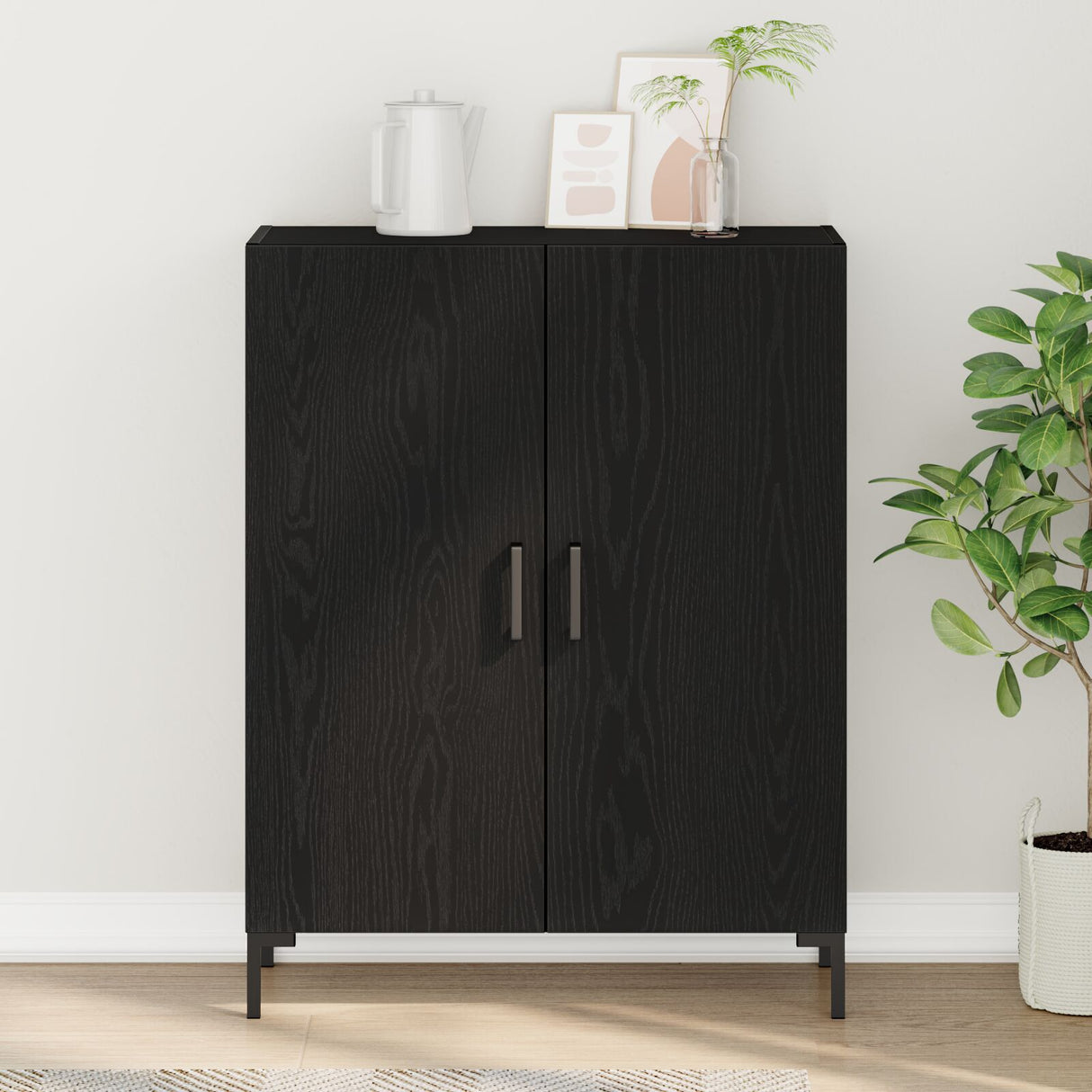 Sideboard Black Oak 69,5X34X90 Cm Engineered Wood