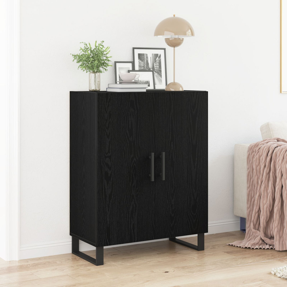 Sideboard Black Oak 69,5X34X90 Cm Engineered Wood