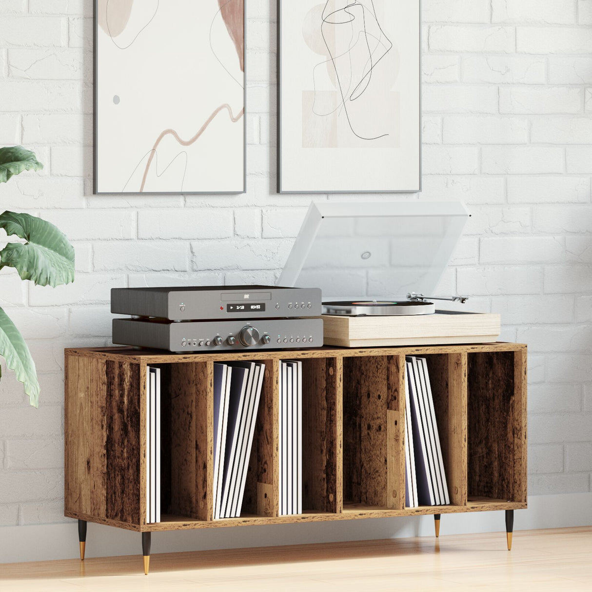 Record Cabinet Artisan Oak 100X38X48 Cm Engineered Wood