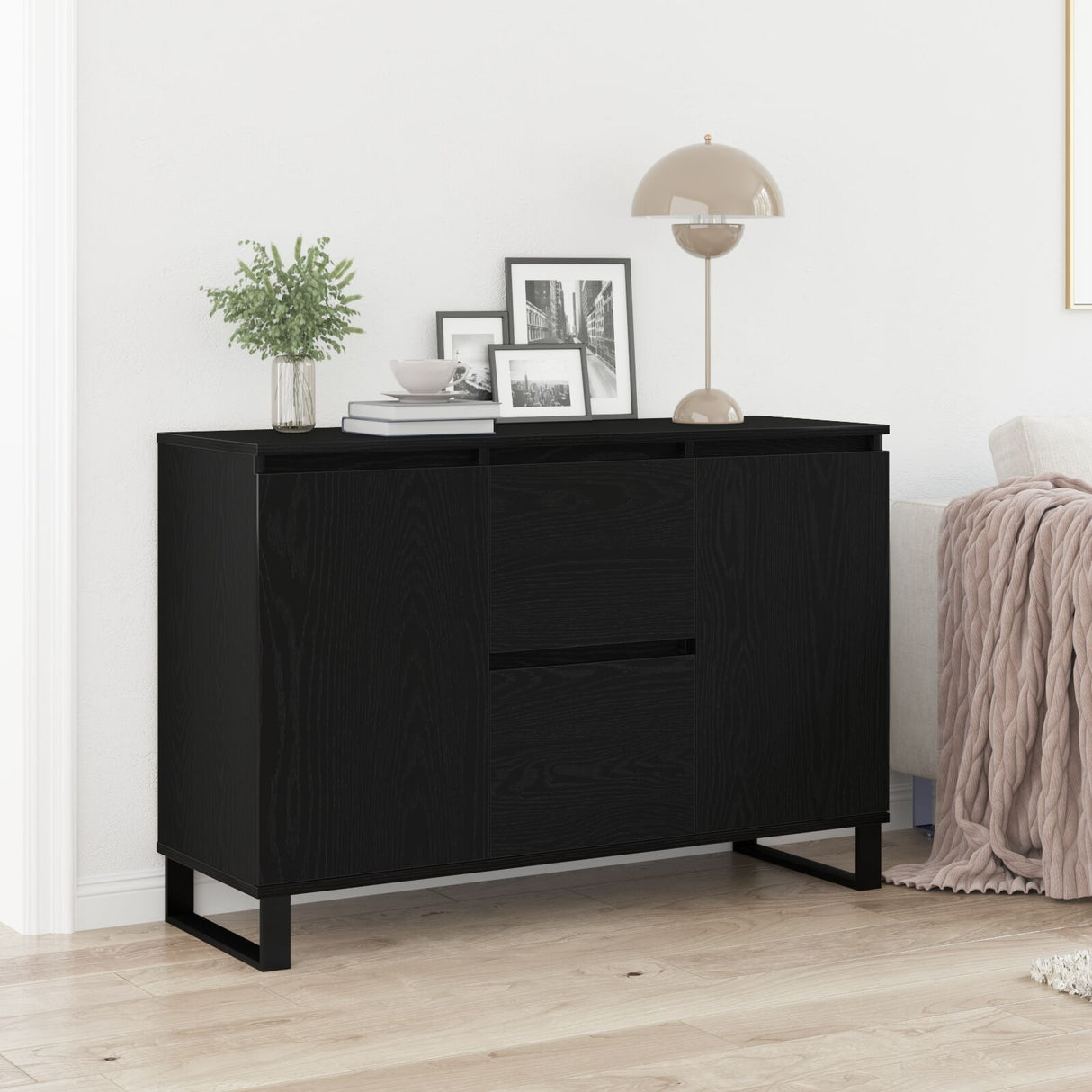Sideboard Black Oak 104X35X70 Cm Engineered Wood