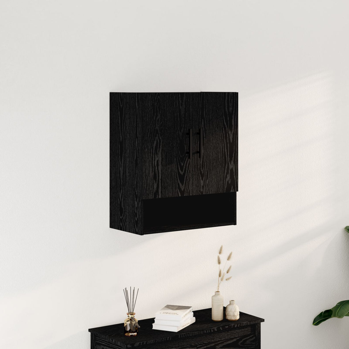 Wall Cabinet Black Oak 60X31X70 Cm Engineered Wood