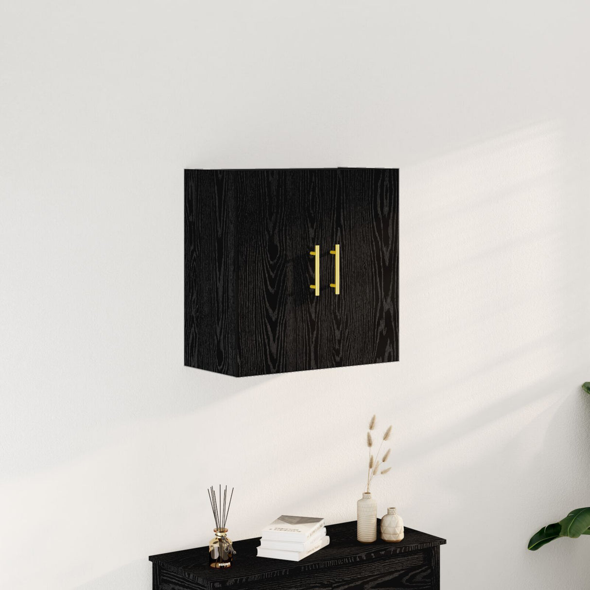 Wall Cabinet Black Oak 60X31X70 Cm Engineered Wood
