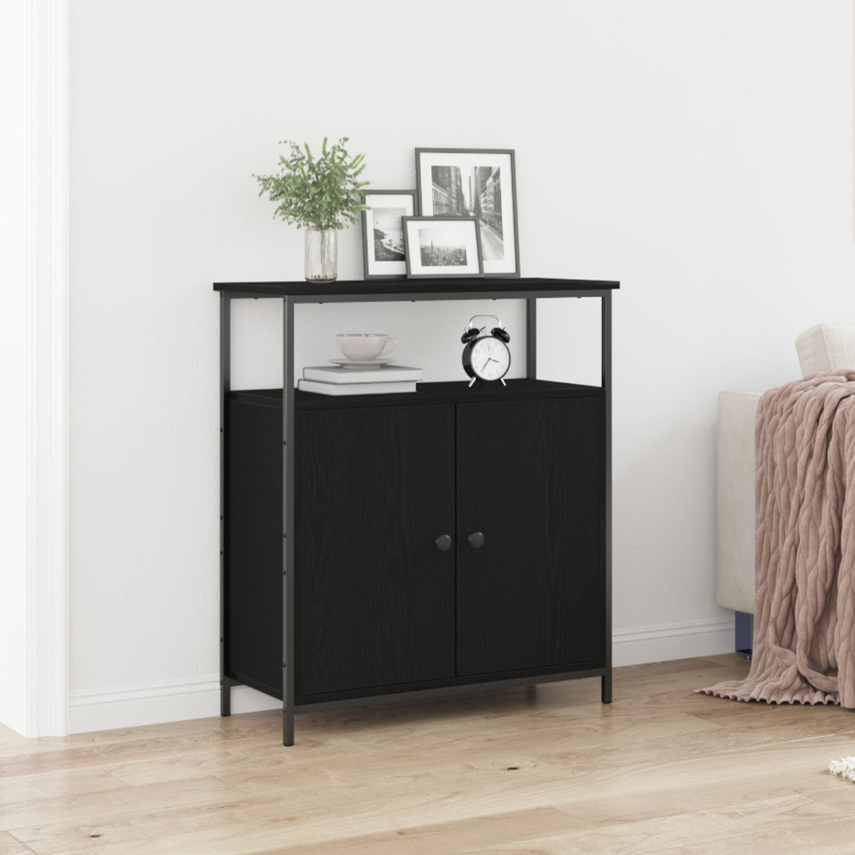 Sideboard Black Oak 70X30X80 Cm Engineered Wood