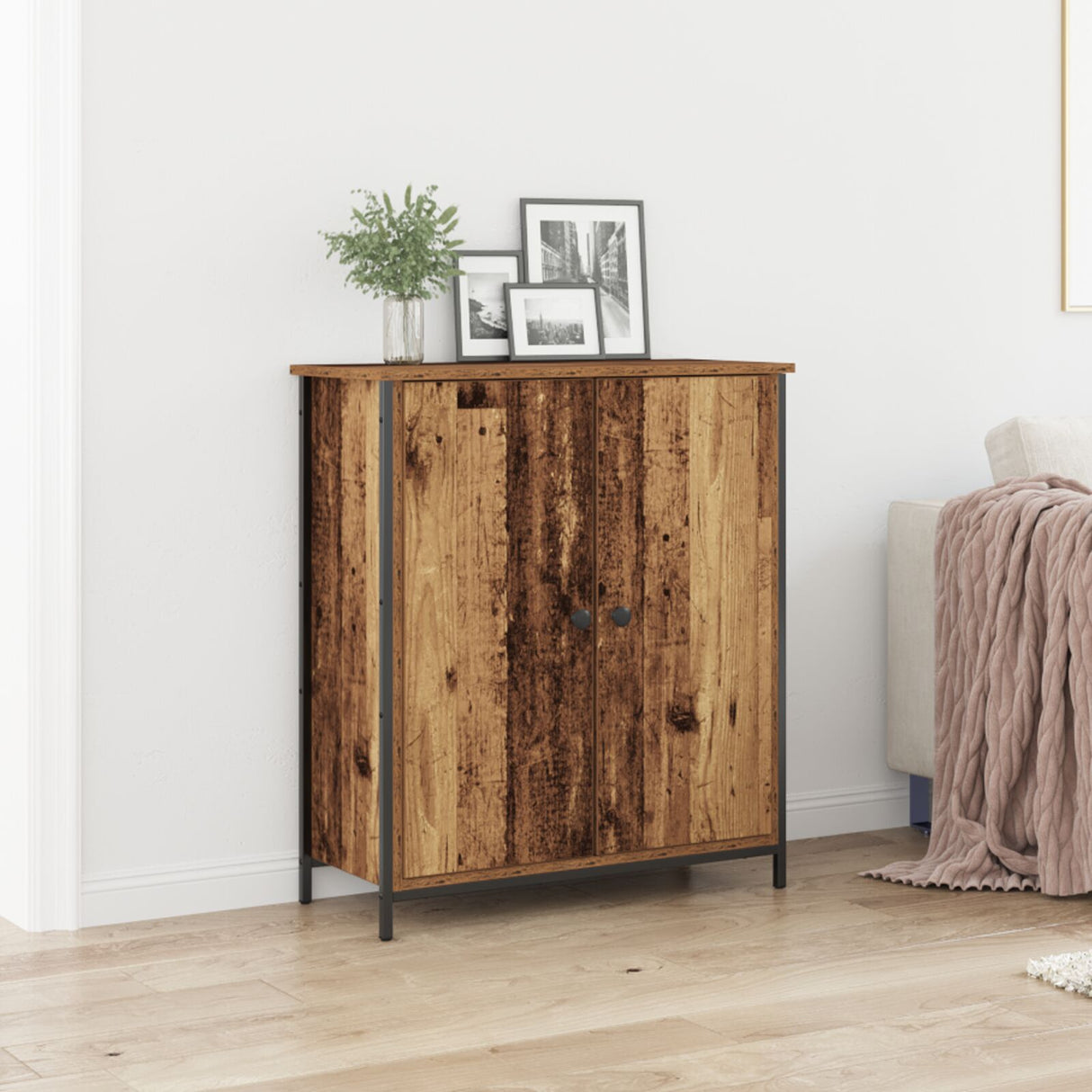 Sideboard Old Wood 70X30X80 Cm Engineered Wood And Steel