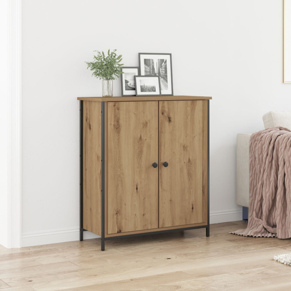 Sideboard Artisan Oak 70X30X80 Cm Engineered Wood And Steel