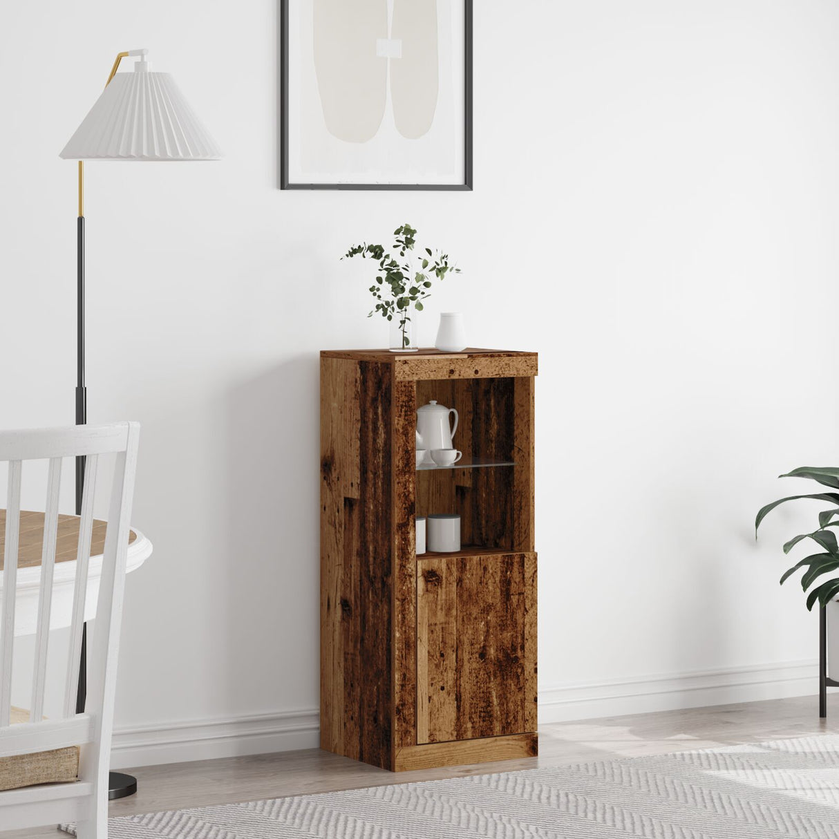 Sideboard With Led Lights Old Wood 41X37X100 Cm