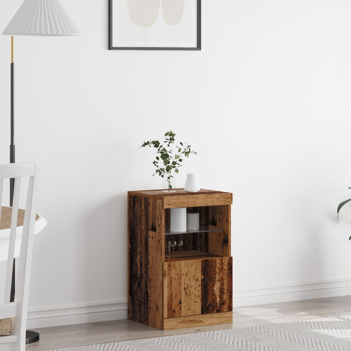 Sideboard With Led Lights Old Wood 41X37X67 Cm