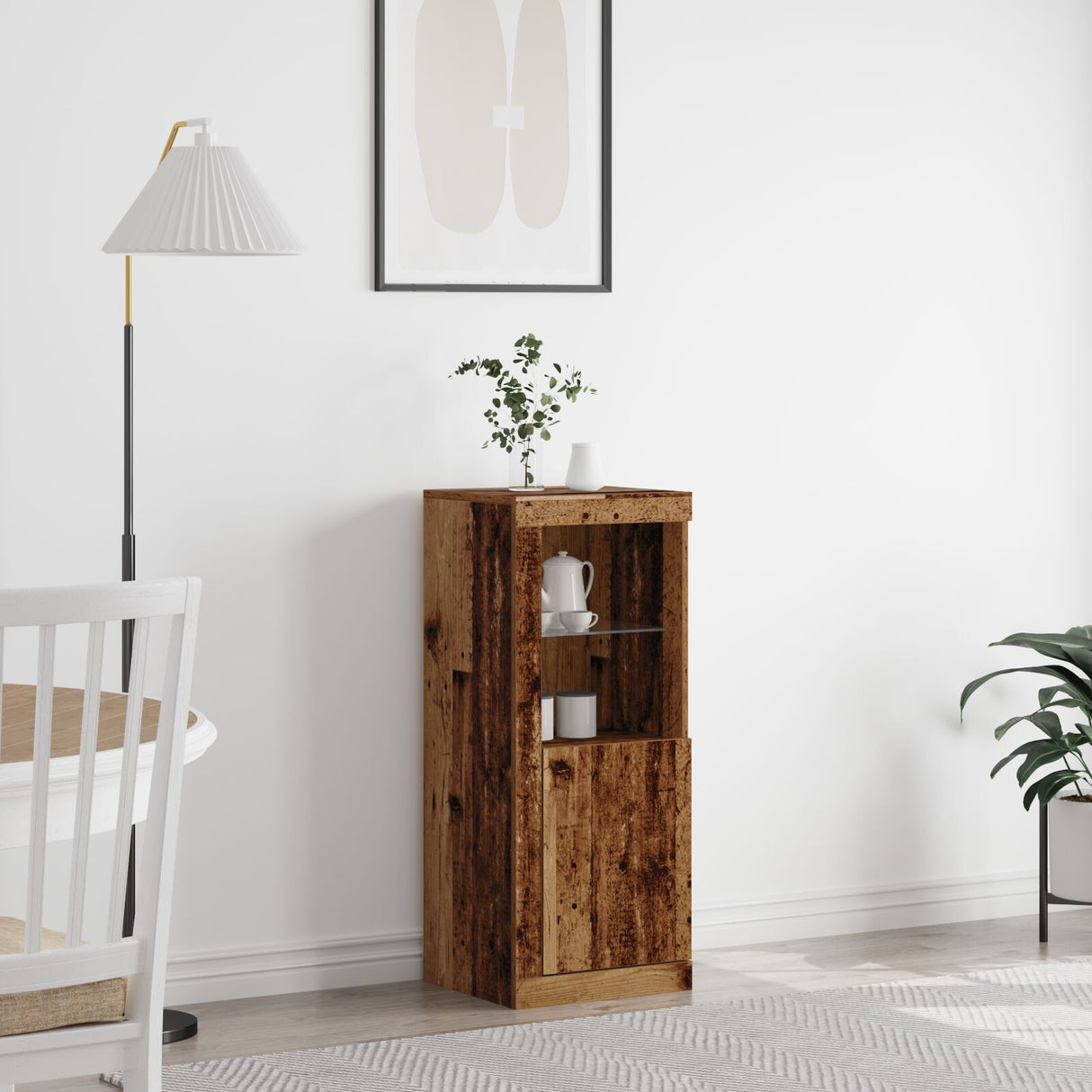Sideboard With Led Lights Old Wood 41X37X100 Cm
