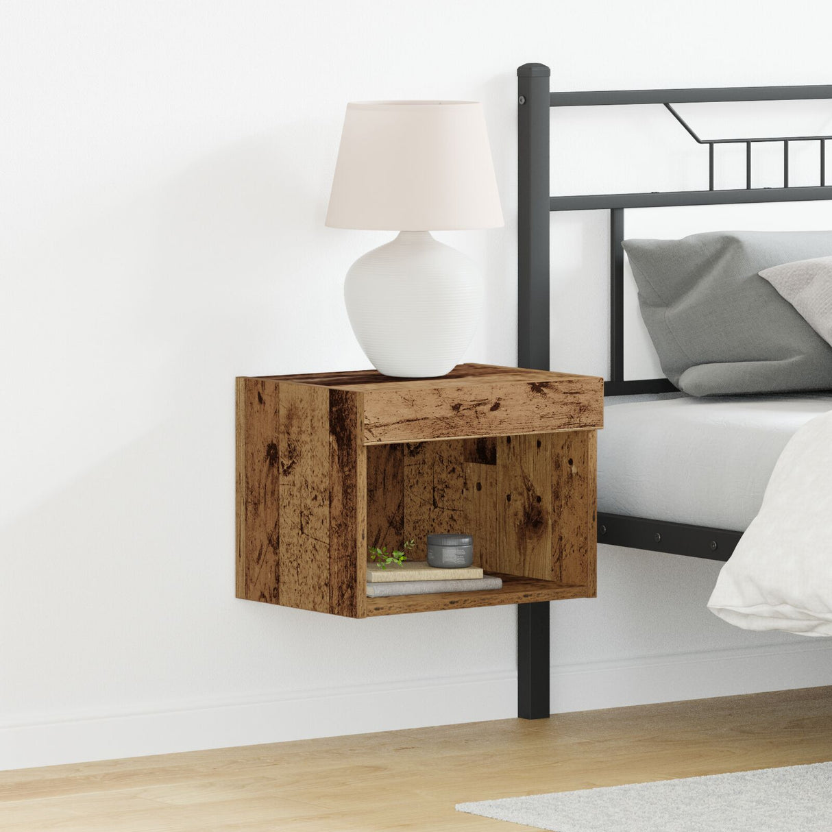 Wall Cabinet With Led Lights Old Wood 40X30X30 Cm