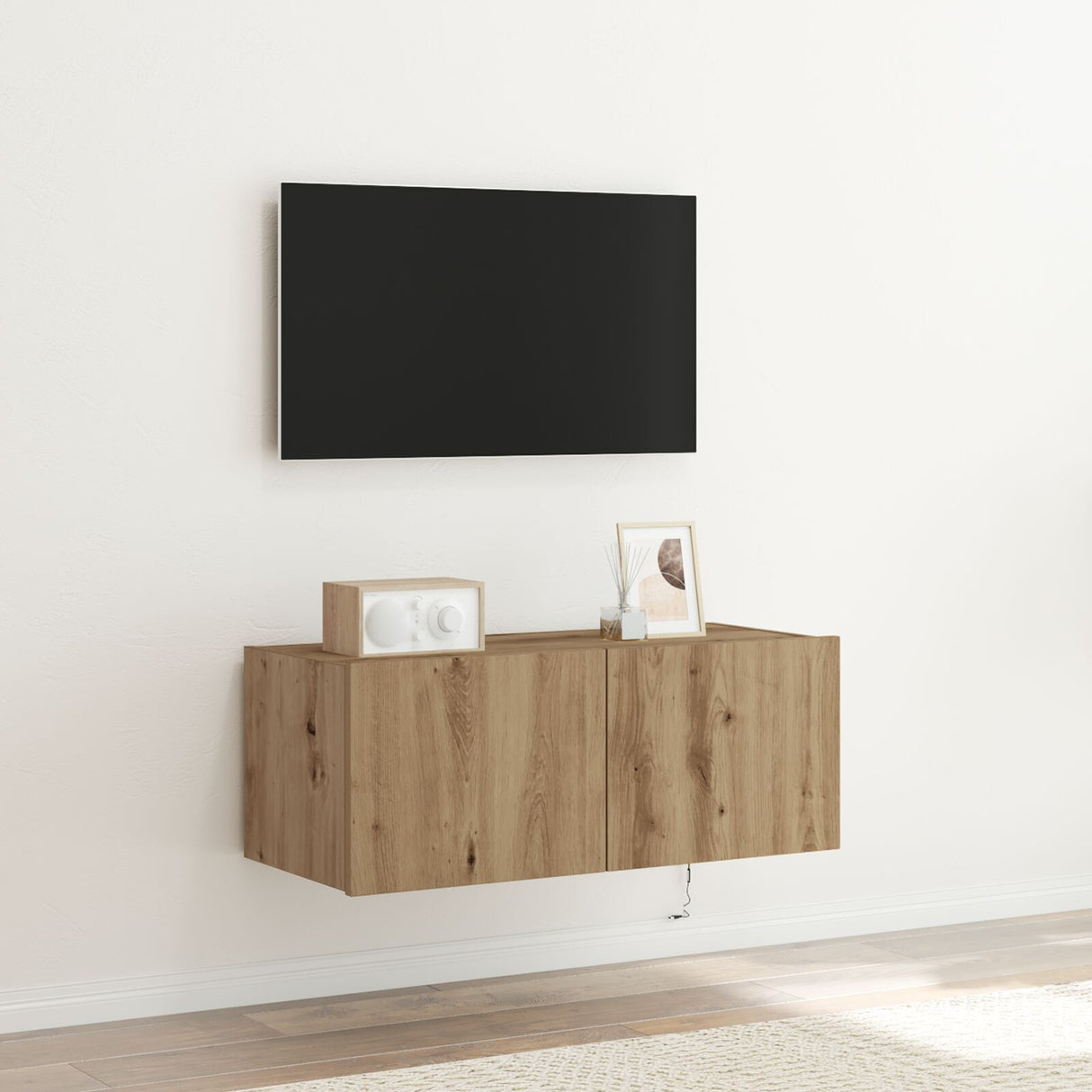 Tv Wall Cabinet With Led Lights Artisan Oak 80X35X31 Cm
