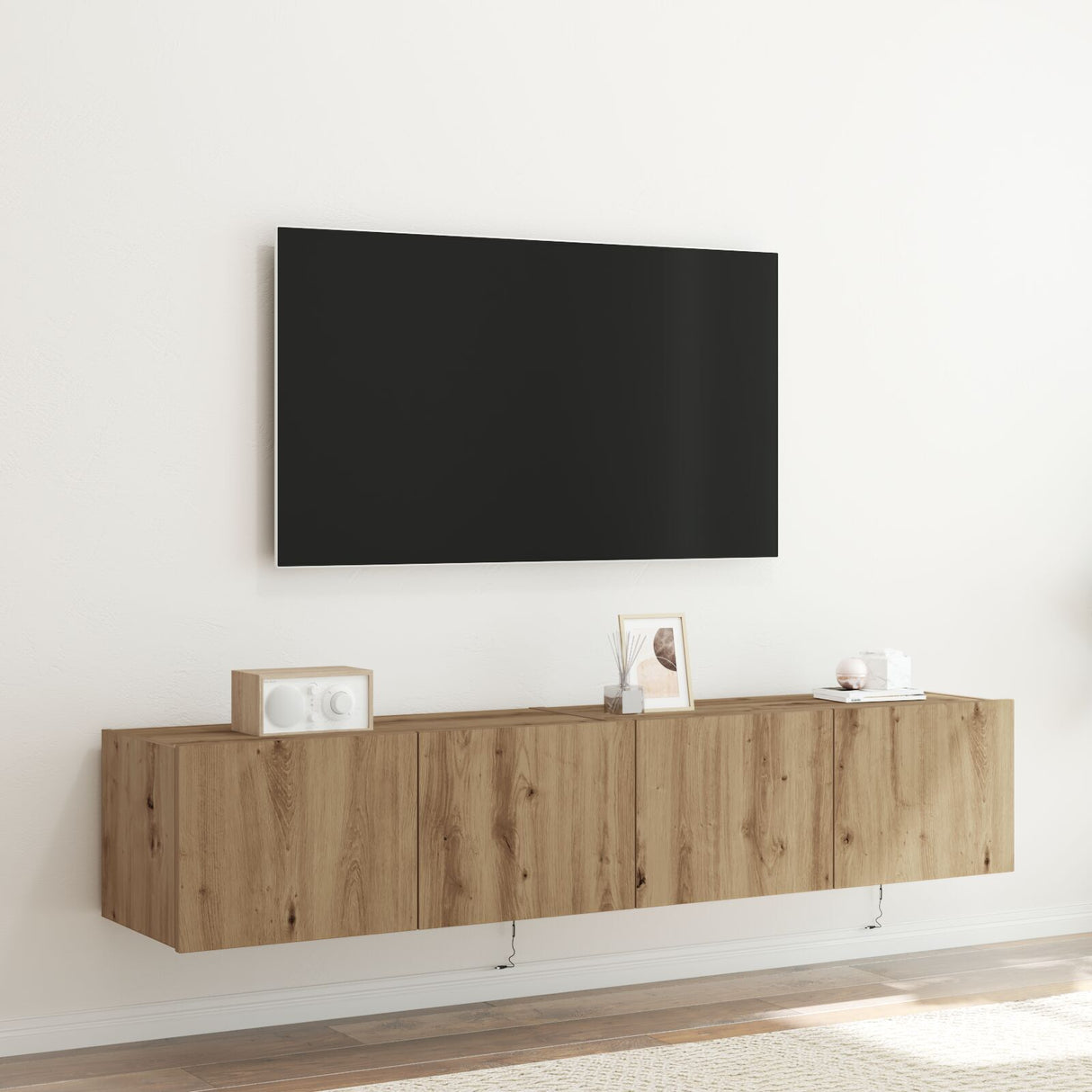 Tv Wall Cabinets With Led Lights 2 Pcs Artisan Oak 80X35X31 Cm