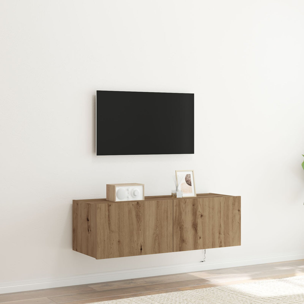 Tv Wall Cabinet With Led Lights Artisan Oak 100X35X31 Cm