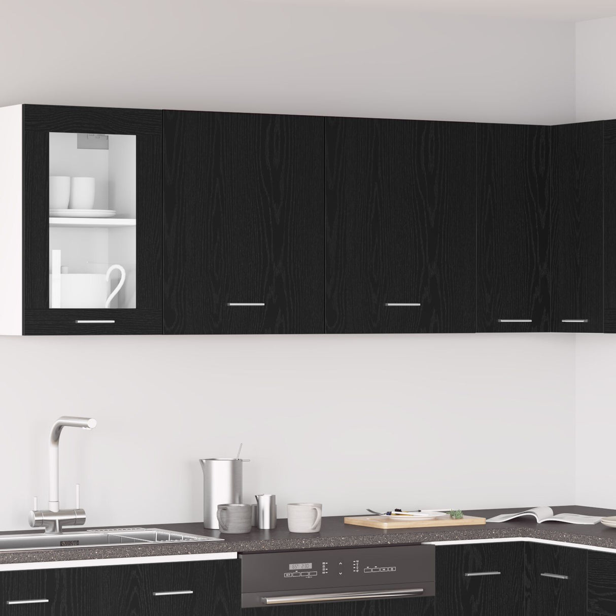 Hanging Cabinets - 2 Pack - Black Oak, 100X31X60 Cm - Made From Engineered Wood