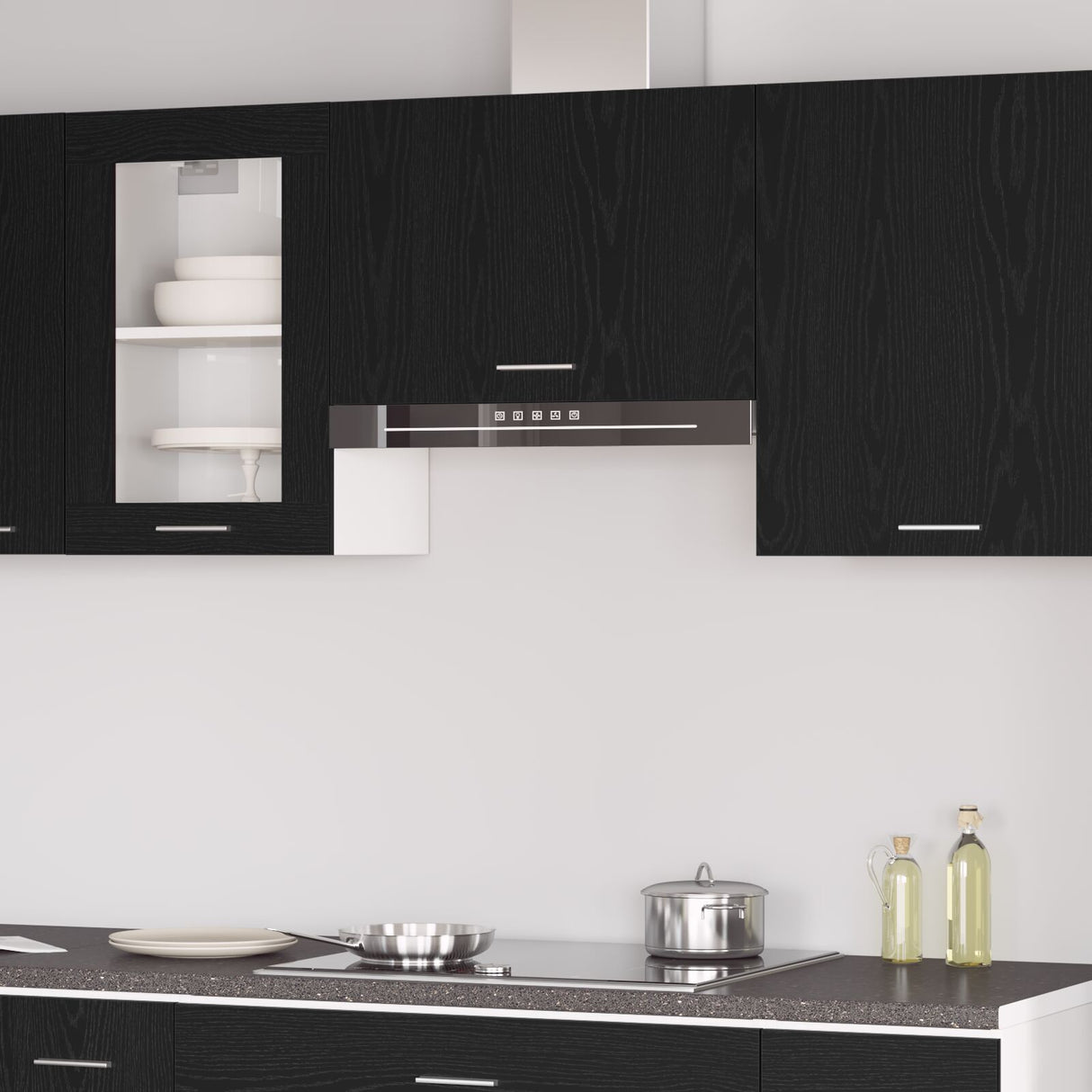 Hanging Cabinet In Black Oak - 60X31X60 Cm, Made From Engineered Wood