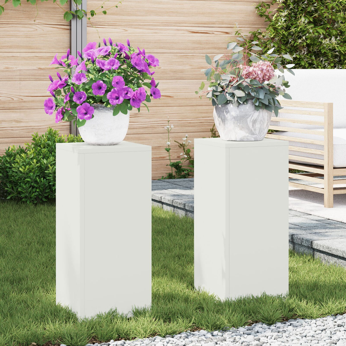 Outdoor Plant Stands Pillar 2 Pcs 24X24X35 Cm Steel
