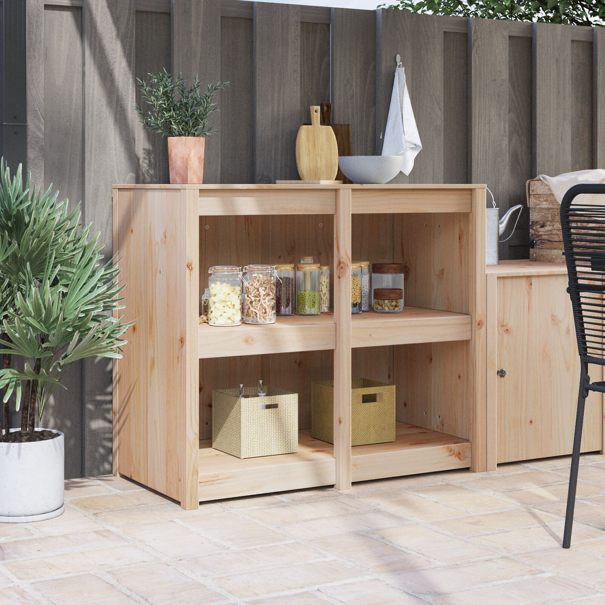 Outdoor Kitchen Cabinet 106X55X92 Cm Solid Wood Pine
