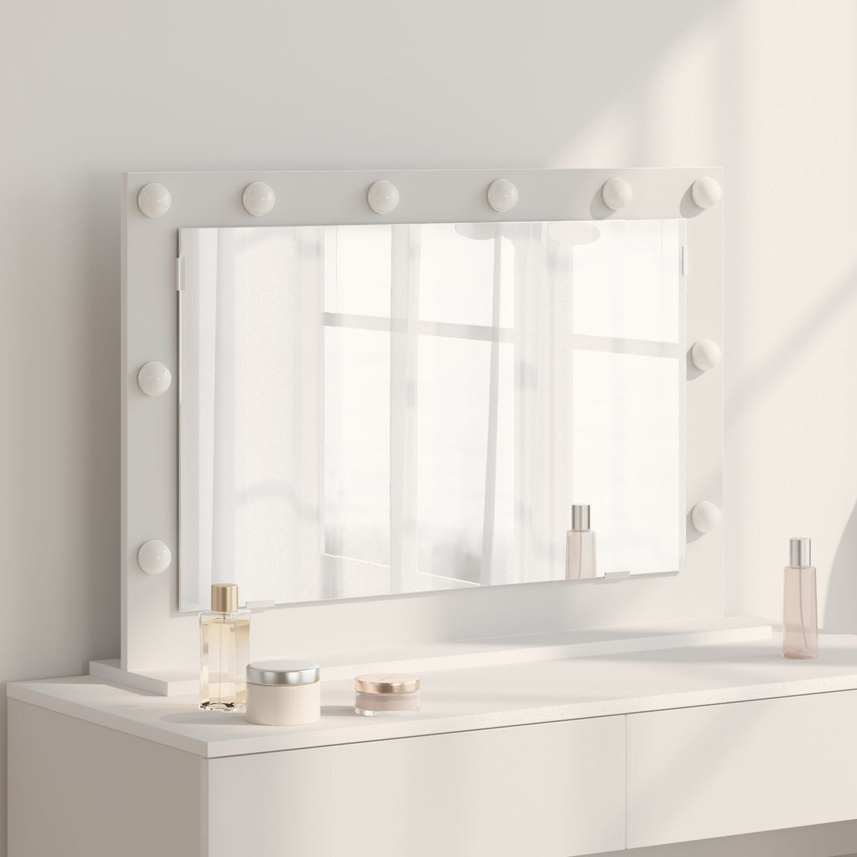 Vanity Mirror With Led Lights White 80X55X18 Cm