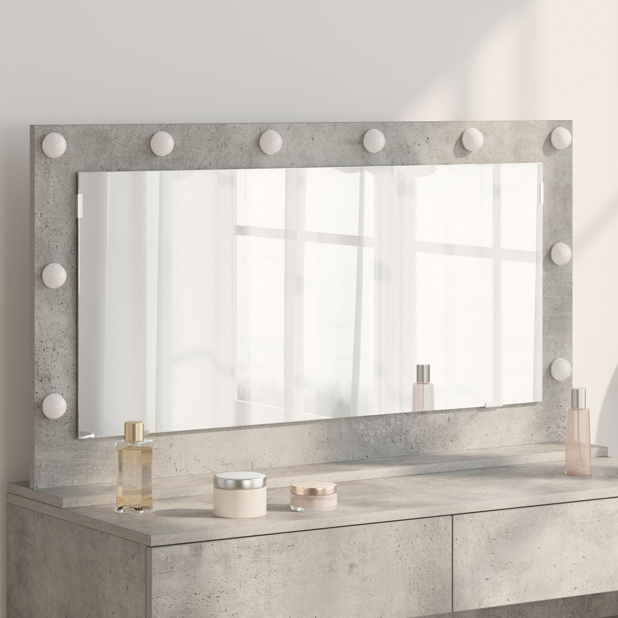 Vanity Mirror Concrete Grey Concrete 100 X 55 X 18 Cm Mirror
