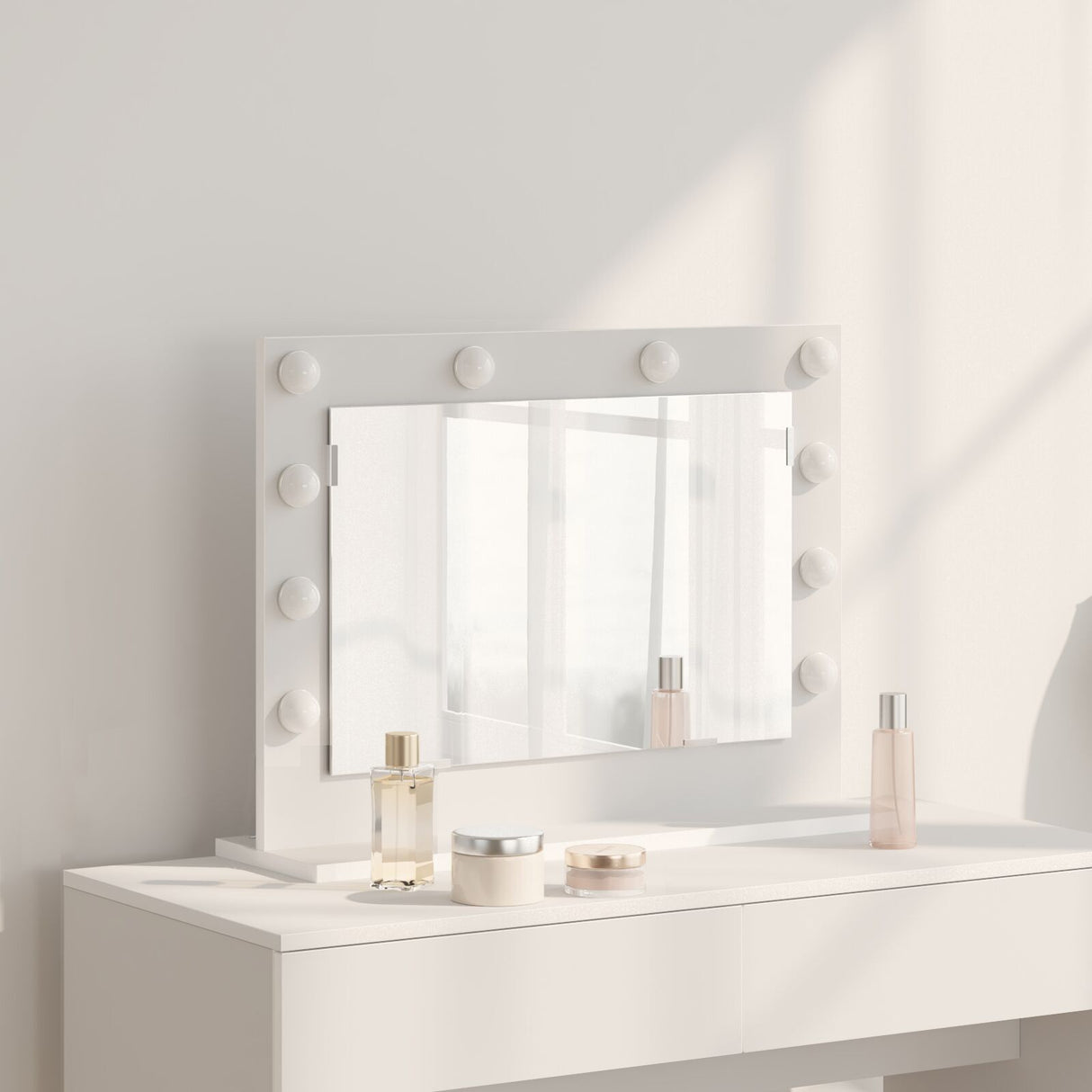 Vanity Mirror With Led Lights White 60X45X18 Cm