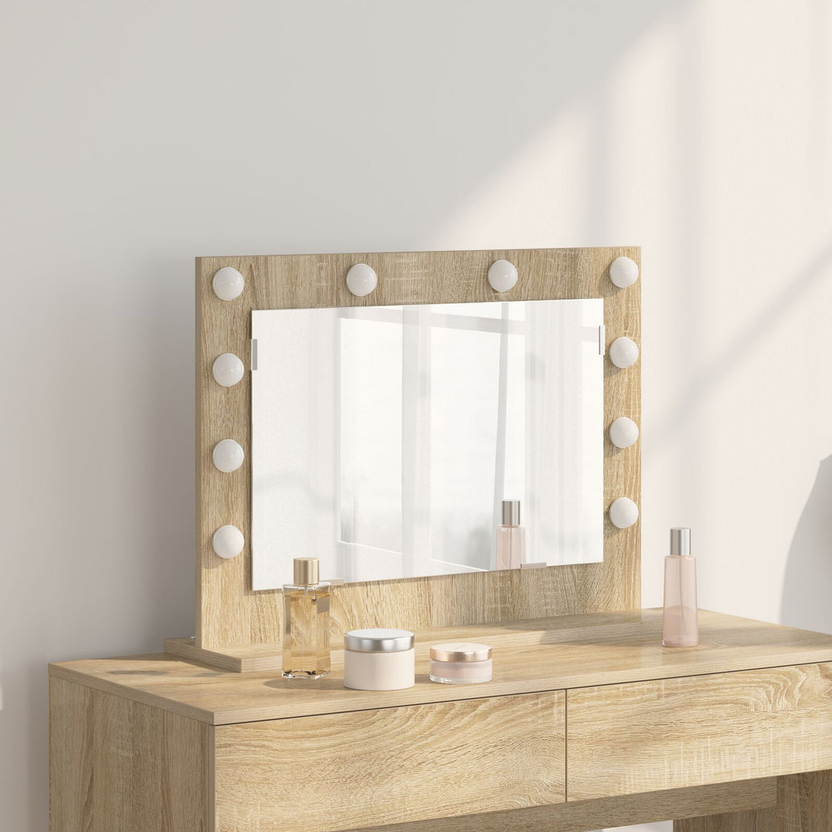 Vanity Mirror Sonoma Oak Engineered Wood, Glass Standard Mirror